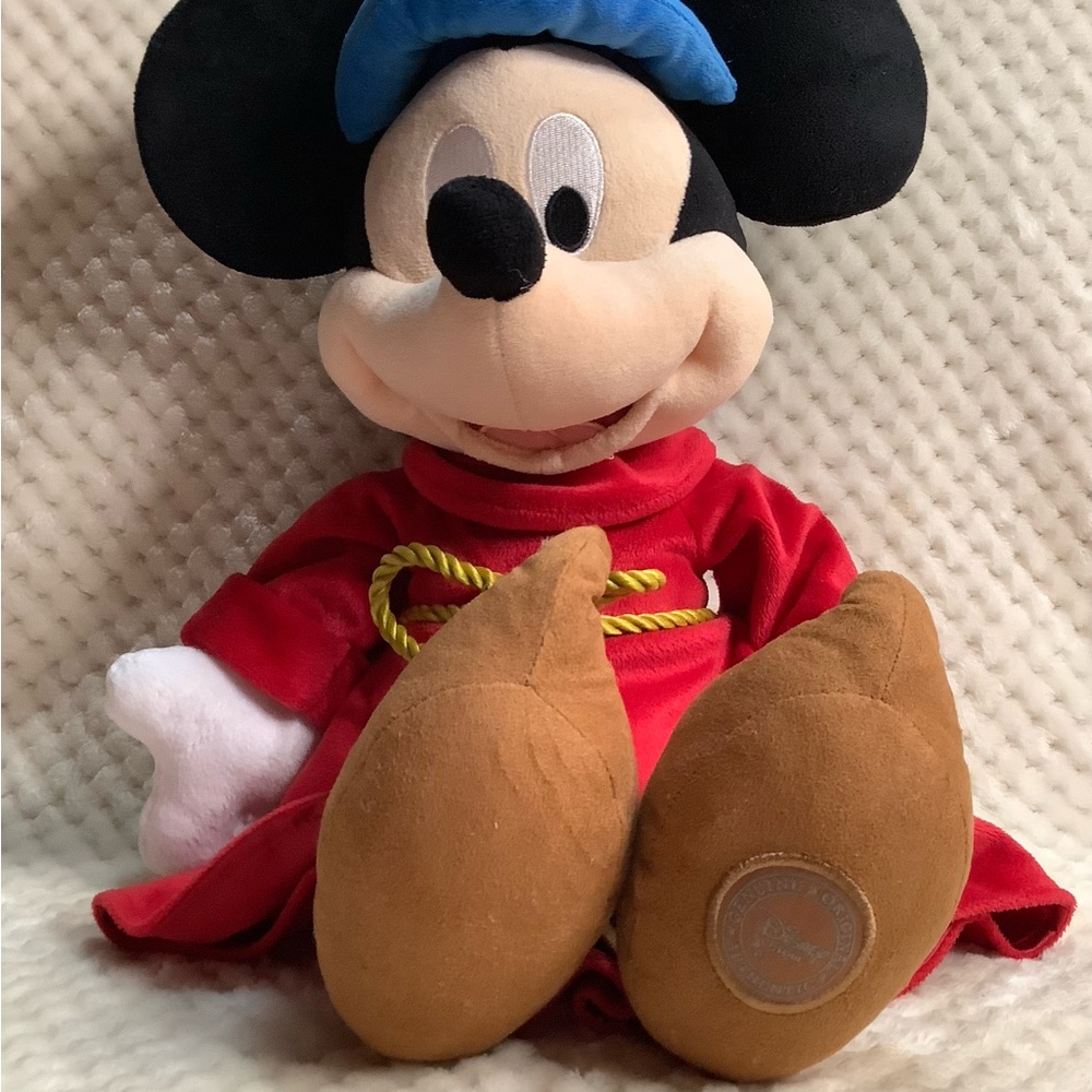 Sorcerer Mickey Mouse Plush Stuffed Animal Classic Red Robe & Blue Wizard Hat ✨